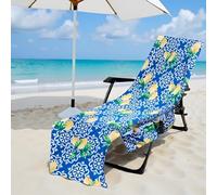Hiseng Sun Lounger Towels with Pockets, Large Beach Towels Soft Absorbent Microfiber Outdoor Sunbed Lounge Chair Cover for Garden, Hotel, Swimming Pool, Summer Holiday (Lemon,75x210cm)
