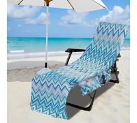 Hiseng Sun Lounger Towels with Pockets, Large Beach Towels Soft Absorbent Microfiber Outdoor Sunbed Lounge Chair Cover for Garden, Hotel, Swimming Pool, Summer Holiday (Blue,75x210cm)