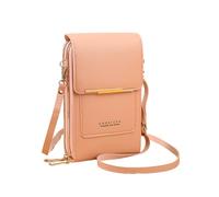 Hiseng Touch Screen Phone Cross Body Bag Women,PU Leather Crossbody Phone Bag with Adjustable Strap and Card Slots,Pure Colour Women Zipper Versatile Phone Bag Fashion Shoulder Bag (Coral)