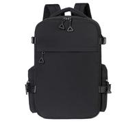 Hiseng Travel Backpack for Airplane, 25L Waterproof Ryanair Cabin Bags for Women & Men, Personal Item Bag with Laptop Compartment Pocket Oxford Fabric Durable Rucksack (Black -0,40x25x20cm)