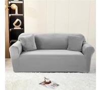 Hiseng Velvet Sofa Cover Stretch Sofa Cover 1-4 Seater, Solid Colour Spandex Sofa Slipcovers, Non Slip Couch Covers Settee Covers for Kids, Pet Friendly (3-Seaters,Light Grey)