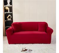 Hiseng Velvet Sofa Cover Stretch Sofa Cover 1-4 Seater, Solid Colour Spandex Sofa Slipcovers, Non Slip Couch Covers Settee Covers for Kids, Pet Friendly (3-Seaters,Burgundy)