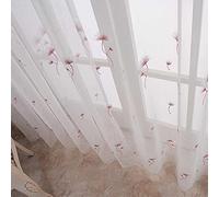 Hiseng Voile Curtains for Bedroom 2 Panels, Sheer Curtains Eyelets Net Translucent Window Screen Dandelion Embroidery Tulle Door Drapes for Living Room Balcony Home Decorative (pink,132x213cm)