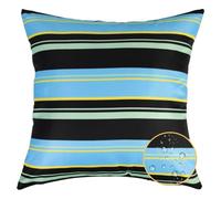 Hiseng Waterproof Outdoor Cushion Covers Set of 2 Marine Style Stripes Decorative Throw Pillow Cases Square Garden Cushion Cover for Sofa Chair Patio Furniture Decor (Blue-Black,18x18in)