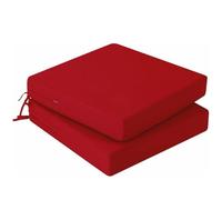 Hiseng Waterproof Outdoor Cushion Covers Set of 2 Solid Color Patio Seat Cushion Covers Replacement with Zipper for Garden Chair Cushion, Washable Rattan Furniture Protector (Red,50x50x5cm)