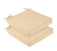Hiseng Waterproof Outdoor Cushion Covers Set of 2 Solid Color Patio Seat Cushion Covers Replacement with Zipper for Garden Chair Cushion, Washable Rattan Furniture Protector (Beige,50x50x10cm)