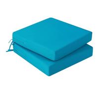 Hiseng Waterproof Outdoor Cushion Covers Set of 2 Solid Color Patio Seat Cushion Covers Replacement with Zipper for Garden Chair Cushion, Washable Rattan Furniture Protector (Cyan,45x45x5cm)