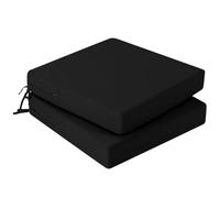 Hiseng Waterproof Outdoor Cushion Covers Set of 2 Solid Color Patio Seat Cushion Covers Replacement with Zipper for Garden Chair Cushion, Washable Rattan Furniture Protector (Black,45x45x5cm)