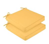 Hiseng Waterproof Outdoor Cushion Covers Set of 2 Solid Color Patio Seat Cushion Covers Replacement with Zipper for Garden Chair Cushion, Washable Rattan Furniture Protector (Yellow,50x50x5cm)