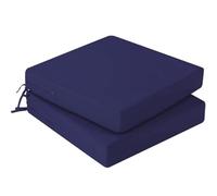 Hiseng Waterproof Outdoor Cushion Covers Set of 2 Solid Color Patio Seat Cushion Covers Replacement with Zipper for Garden Chair Cushion, Washable Rattan Furniture Protector (Navy blue,55x50x10cm)