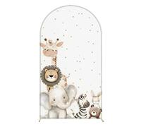 Hiseng Wedding Arch Cover Backdrop, Cartoon Lion Printed Reversible Fitted Arch Cover for Top Backdrop Stand Covers for Party Baby Shower Birthday Decoration (zoo,4ft(120x55cm))