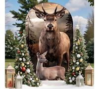 Hiseng Wedding Arch Cover Backdrop, Moose Print Reversible Fitted Arch Cover for Top Backdrop Stand Covers for Party Baby Shower Birthday Decoration (Deer,6ft(180x80cm))