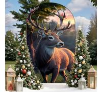 Hiseng Wedding Arch Cover Backdrop, Moose Print Reversible Fitted Arch Cover for Top Backdrop Stand Covers for Party Baby Shower Birthday Decoration (Flowers,5ft(150x65cm))