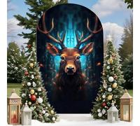 Hiseng Wedding Arch Cover Backdrop, Moose Print Reversible Fitted Arch Cover for Top Backdrop Stand Covers for Party Baby Shower Birthday Decoration (Stag,6ft(180x80cm))