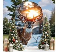 Hiseng Wedding Arch Cover Backdrop, Reindeer Print Reversible Fitted Arch Cover for Top Backdrop Stand Covers for Party Baby Shower Birthday Decoration (Sunset,7.2ft(220x122cm))