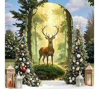Hiseng Wedding Arch Cover Backdrop, Reindeer Print Reversible Fitted Arch Cover for Top Backdrop Stand Covers for Party Baby Shower Birthday Decoration (Jungle,5ft(150x65cm))