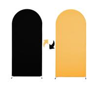 Hiseng Wedding Arch Cover Backdrop, Reversible in, Fitted Arch Cover for Top Backdrop Stand Covers for Wedding Party Baby Shower Birthday Decoration (7.2ft,Black/Gold)
