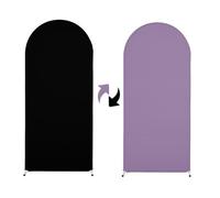 Hiseng Wedding Arch Cover Backdrop, Reversible in, Fitted Arch Cover for Top Backdrop Stand Covers for Wedding Party Baby Shower Birthday Decoration (7.2ft,Black/Purple)