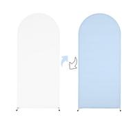 Hiseng Wedding Arch Cover Backdrop, Reversible in, Fitted Arch Cover for Top Backdrop Stand Covers for Wedding Party Baby Shower Birthday Decoration (5ft,White/Blue)
