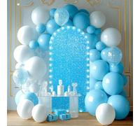 Hiseng Wedding Arch Cover Backdrop, Sequins Fitted Arch Cover for Top Backdrop Stand Covers for Wedding Party Baby Shower Birthday Decoration (5ft(150x65cm),Sky blue)
