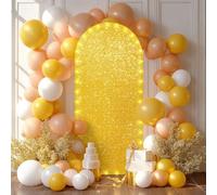 Hiseng Wedding Arch Cover Backdrop, Sequins Fitted Arch Cover for Top Backdrop Stand Covers for Wedding Party Baby Shower Birthday Decoration (6.6ft(200x100cm),Gold)