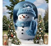 Hiseng Wedding Arch Cover Backdrop, Snowman Print Reversible Fitted Arch Cover for Top Backdrop Stand Covers for Party Baby Shower Birthday Decoration (Blue scarf,6.6ft(200x100cm))