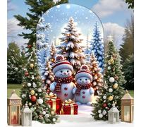 Hiseng Wedding Arch Cover Backdrop, Snowman Print Reversible Fitted Arch Cover for Top Backdrop Stand Covers for Party Baby Shower Birthday Decoration (Gift box,4ft(120x55cm))
