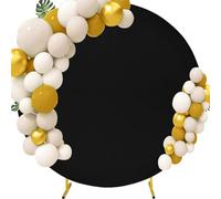 Hiseng Wedding Arch Cover Backdrop, Solid Color White Spandex Fitted Arch Cover for Round Top Backdrop Stand Covers for Wedding Party Baby Shower Birthday Decoration (7.2FT(220CM),Black)