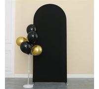Hiseng Wedding Arch Cover Backdrop, Solid Colors Spandex Fitted Arch Cover for Top Backdrop Stand Covers for Wedding Party Baby Shower Birthday Decoration (7.2ft(220x120cm),Black)