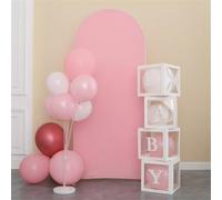 Hiseng Wedding Arch Cover Backdrop, Solid Colors Spandex Fitted Arch Cover for Top Backdrop Stand Covers for Wedding Party Baby Shower Birthday Decoration (7.2ft(220x120cm),Pink)