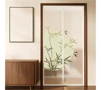 Hiseng Windproof Magnetic Fly Screen Door, Privacy Fly Screens for Doors Mesh Curtain, Magnets Full Frame Hook and Loop with Powerful Top-Bottom for Patio Balcony Kitchen (Bamboo Leaves,110x200cm)