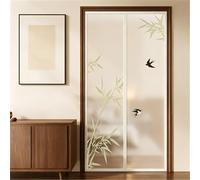 Hiseng Windproof Magnetic Fly Screen Door, Privacy Fly Screens for Doors Mesh Curtain, Magnets Full Frame Hook and Loop with Powerful Top-Bottom for Patio Balcony Kitchen (Leaves,80x200cm)