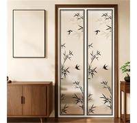 Hiseng Windproof Magnetic Fly Screen Door, Privacy Fly Screens for Doors Mesh Curtain, Magnets Full Frame Hook and Loop with Powerful Top-Bottom for Patio Balcony Kitchen (Black Bird,120x200cm)