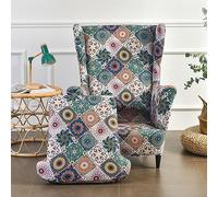 Hiseng Wingback Chair Cover 2-Piece, Stretch Modern Wing Chair Slipcovers 2 IN 1 Wingback Armchair Covers Strandmon Sofa Cover Furniture Protector for Living Room Bedroom Hotel (kaleidoscope)