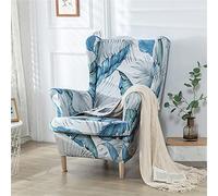 Hiseng Wingback Chair Cover 2-Piece, Stretch Nordic Wing Chair Slipcovers 2 IN 1 Wingback Armchair Covers Strandmon Sofa Cover Furniture Protector for Living Room Bedroom Hotel (Banana Leaf)