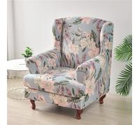 Hiseng Wingback Chair Cover 2-Piece, Stretch Nordic Wing Chair Slipcovers 2 IN 1 Wingback Armchair Covers Strandmon Sofa Cover Furniture Protector for Bedroom (Garden)