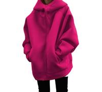 Hiseng Women's Long Sleeve Zip Up Hoodies, Personalized Style Hooded Jackets Oversized Spring Autumn Casual Sweatshirts Zipper Jackets with Pockets S-5XL (2523 Rose Red,4XL)