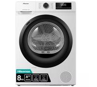 Hisense DH1Q802BW2 60cm Freestanding 8 KG Heatpump Front Load Tumble Dryer, 16 Programmes, Auto Dry, Steam Refresh, Allergy Care - White