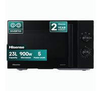 Hisense 23L Microwave Oven 900W, Freestanding Microwave, Manual Control, Defrost Function, 5 Power Levels, Turntable, Black H23MOBP2HIUK