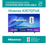 Hisense 43 inch QLED HDR 4K Ultra HD Smart TV, Black, 43E7QTUK (2025) [EEK: E]