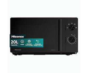 Hisense 700 Watts 20 Litre Inverter Microwave Oven H20MOBP1HIUK Black, Automatic Defrost, 5 power levels, Easy Clean, H24.1 x W43.4 x D32.9 cm Freestanding