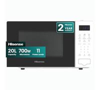 Hisense 700 Watts 20 Litre White Digital Solo Microwave Oven H20MOWS4UK, Auto Defrost, 9 Cook Menus