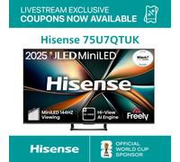 Hisense 75" MiniLED Smart TV 4K with Freely Ultra HD [2025] - 75U7QTUK [EEK: E]