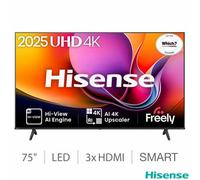 Hisense 75A6Qtuk 75 Inch 4K Uhd Smart Tv Dolby Vision Hdr10+ Vidaa Ai Processor Freely Gaming Television