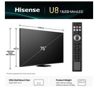 Hisense 75U8QTUK 2025 75" ULED Mini LED 4K Smart TV - BLACK