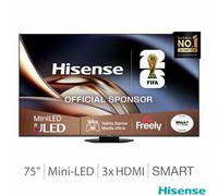 Hisense 75U8Qtuk 75 Inch Mini Led 4K Smart Tv 165Hz Dolby Vision Iq Hdr10 Plus Vidaa Ai Gaming Tv Black