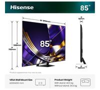 Hisense 85" 4K Ultra HD QLED Smart Freely TV [2026] - 85U7STUK PRO, Grey