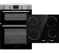 Hisense BI6095CXUK Built In Electric Double Oven and Ceramic Hob Pack - Stainless Steel / Black - A Stainless Steel