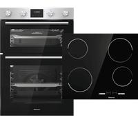 Hisense BI6095CXUK Built In Electric Electric Double Oven and Ceramic Hob Pack - Stainless Steel / Black - A/A Rated