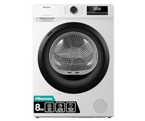 Hisense DH1Q802BW2 60cm Freestanding 8 KG Heatpump Front Load Tumble Dryer, 16 Programmes, Auto Dry, Steam Refresh, Allergy Care - White